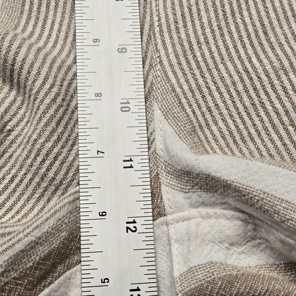 Per Se Women’s L Linen Capri Pants Beige White Striped Relaxed Fit Casual 36x24 - Picture 8 of 13